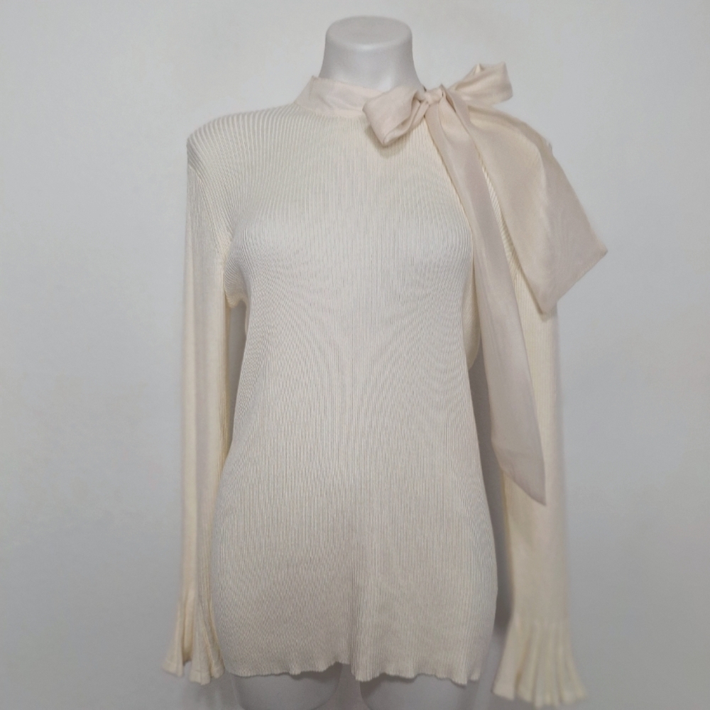 Cato NEW Cream Coquette Romantic Bow Neck Preppy Bell Sleeve Sweater Size 18/20W
